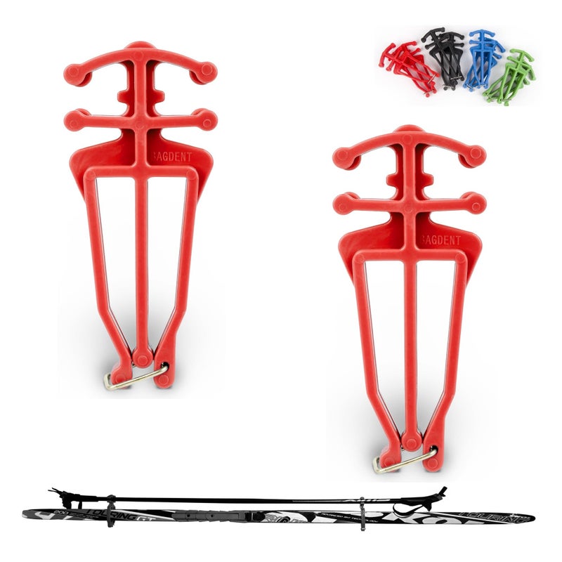 Bagdent Cross Country Skis and Poles Holder â€“ 1 Pair, Universal Nordic Ski Pole Carrier (Red) - Image 1